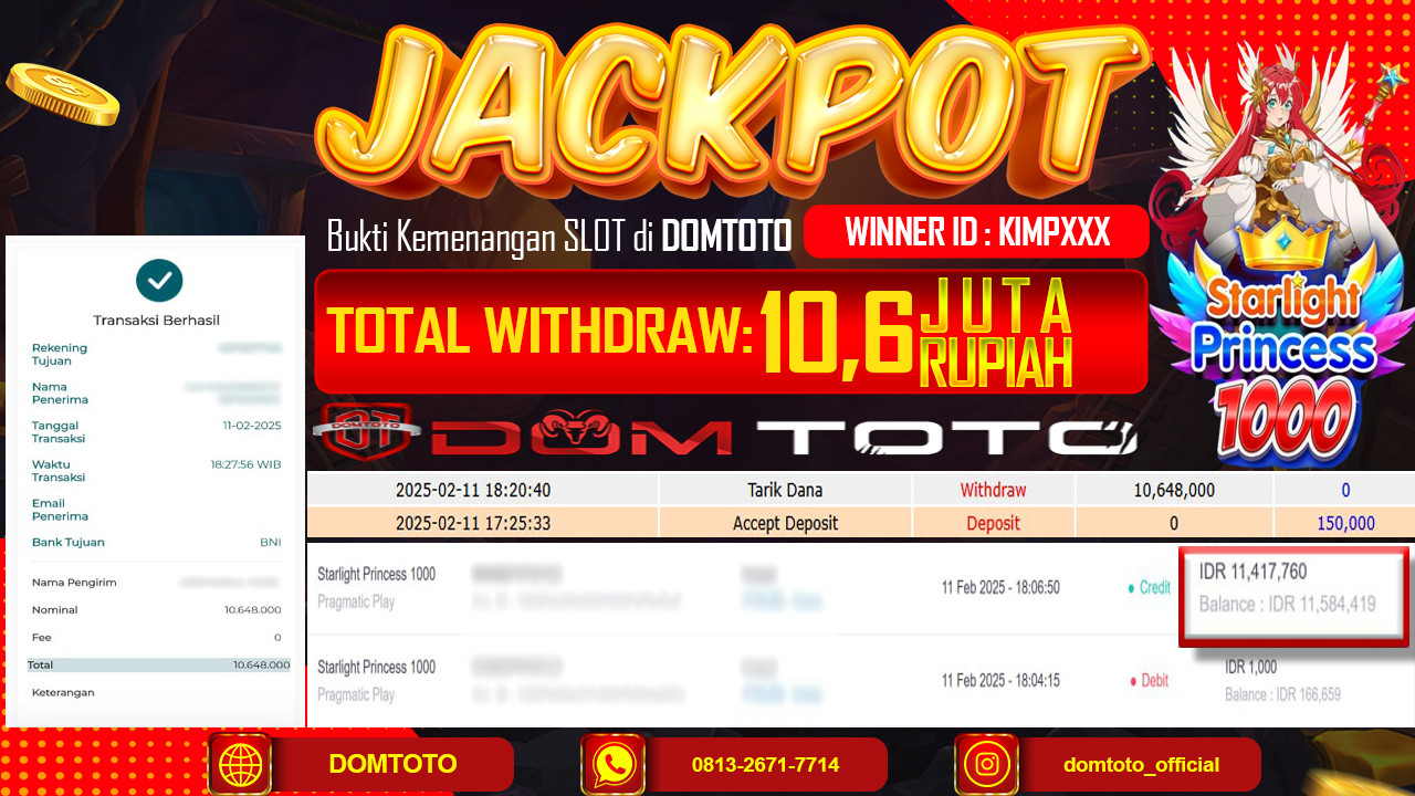 JACKPOT SLOT STARLIGHT PRINCESS 1000 11 FEBRUARI 2025